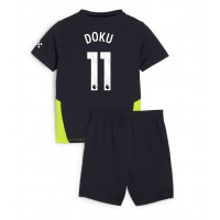 Camisa de Futebol Manchester City Jeremy Doku #11 Equipamento Secundário Infantil 2024-25 Manga Curta (+ Calças curtas)